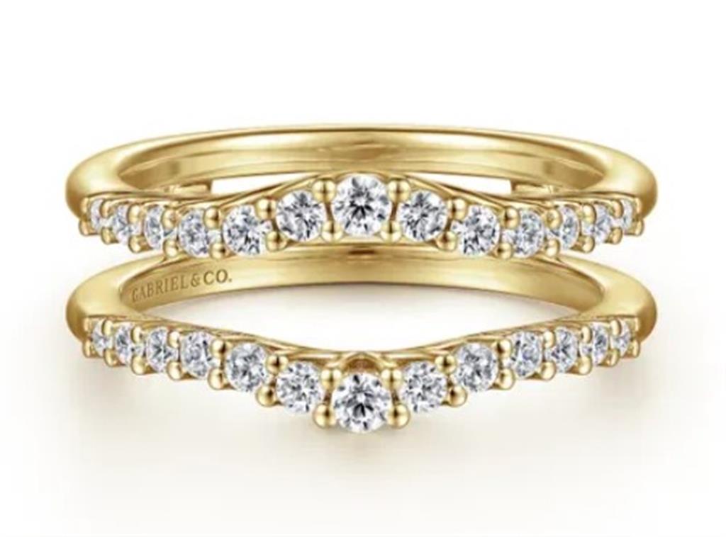 Yellow 14 Karat Curved Trellis Ring Wrap/Guard Size 6.5 Mfg Gabriel &