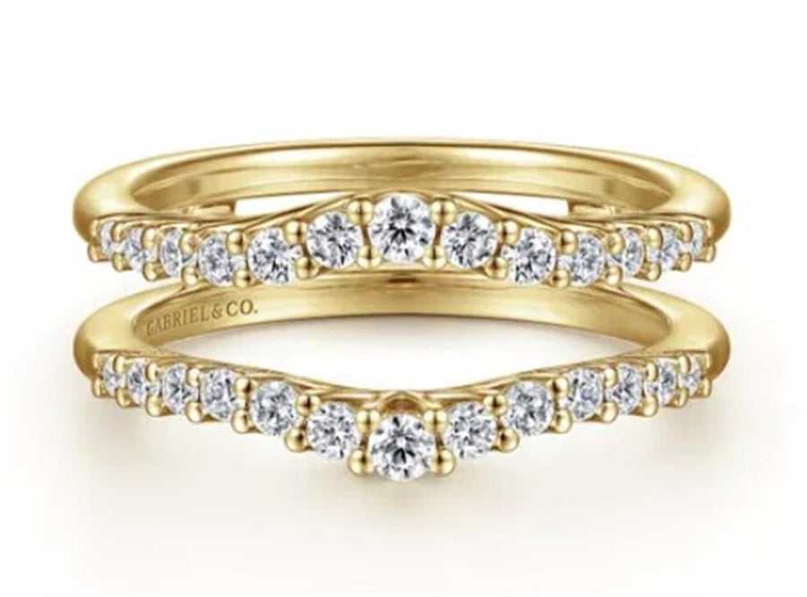 Yellow 14 Karat Curved Trellis Ring Wrap/Guard Size 6.5 Mfg Gabriel &