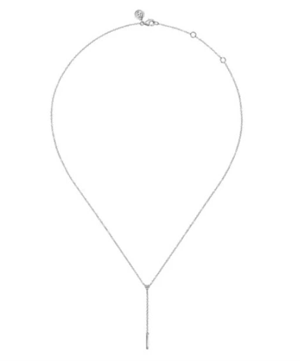 Lady's Sterling Silver Diamond Y Necklace Silver Necklaces Length 17.5