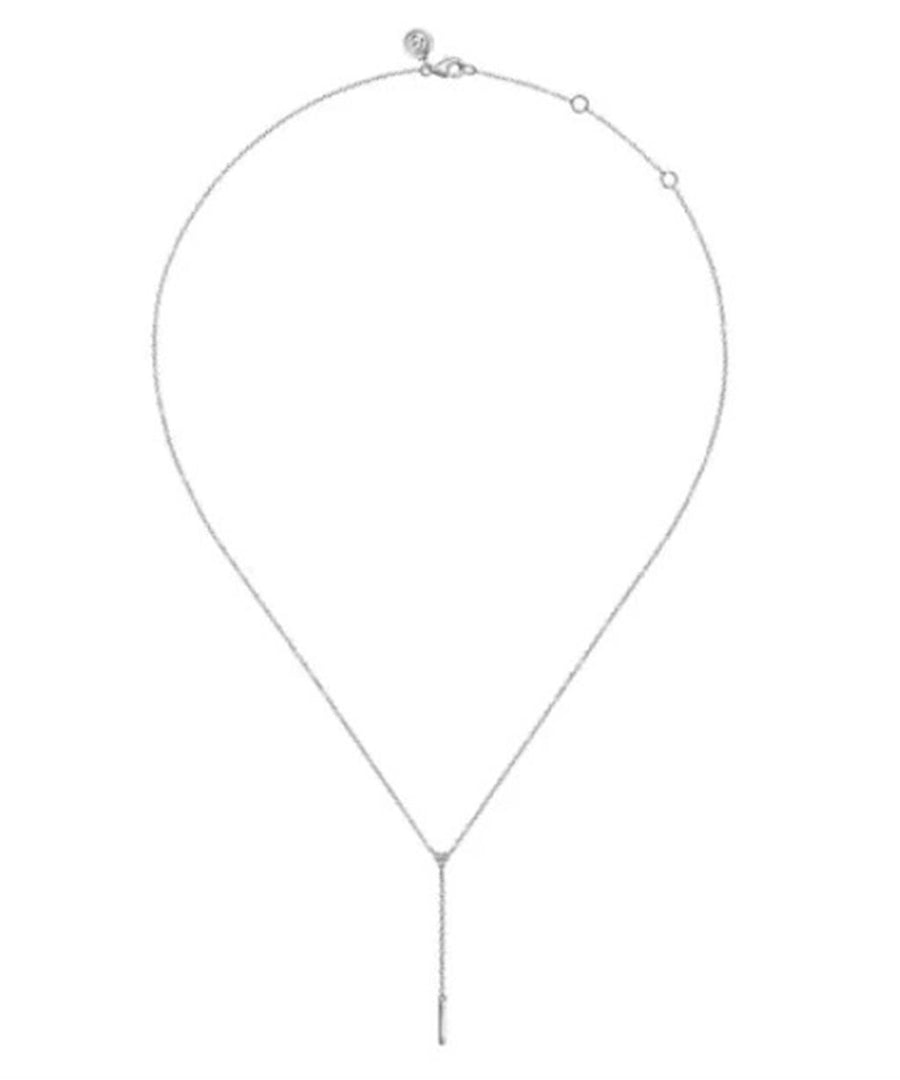 Lady's Sterling Silver Diamond Y Necklace Silver Necklaces Length 17.5