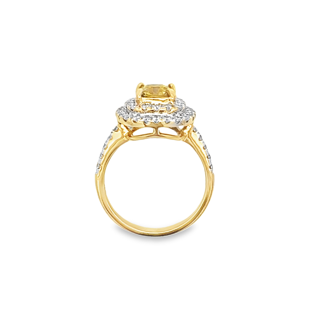 Estate Cushion Yellow Sapphire Halo Ring