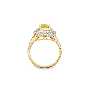 Estate Cushion Yellow Sapphire Halo Ring