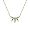 Gabriel & Co. Fashion 14K Yellow-White Gold Diamond Pave Spike Fan Bar Necklace