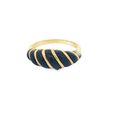 Yellow 14 Karat Curved Onyx Ring Estate Jewelry