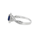 18 Karat White  Gold Simon G Blue Sapphire And Diamond Engagement Ring