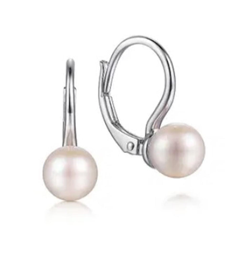 Gabriel & Co Pearl Leverback Earrings