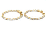 Lady's Yellow 14 Karat Shared Prong Inside-Out Round Hoop Earrings wit