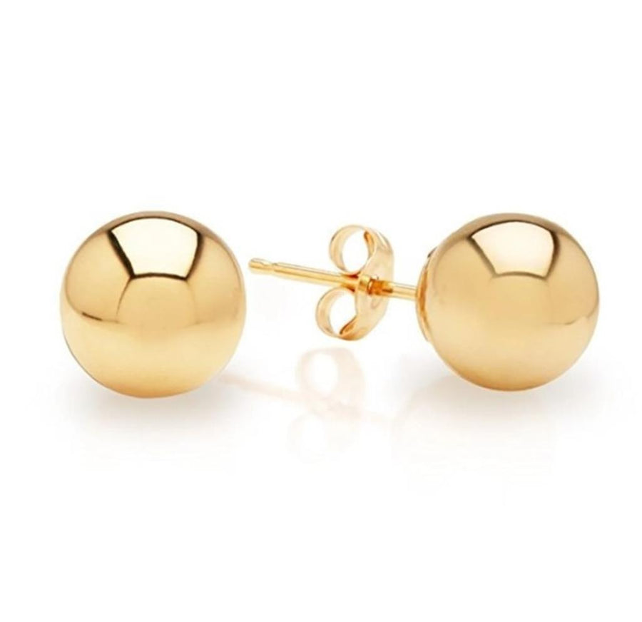 Yellow 14 Karat 5mm Ball Stud Earrings With Friction Push Backs Estate