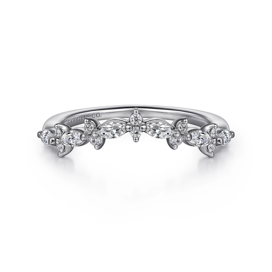 Gabriel & Co. Curved-14K White Gold Diamond Anniversary Band - 0.37 ct