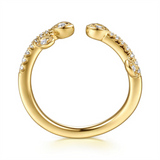 Lady's Yellow 14 Karat Leaf Style Open Diamond Wedding Band With Milig