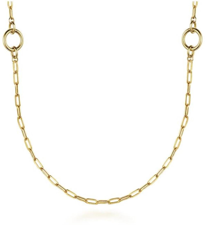 Gold Chain Necklace with Circle Stations