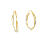 Two-Tone 10 Karat Diamond Cut 2.6X23.25mm Triple Rope Hoop Earrings Es
