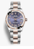 Rolex Datejust 31 Aubergine Dial Automatic Diamond Ladies Steel and 18