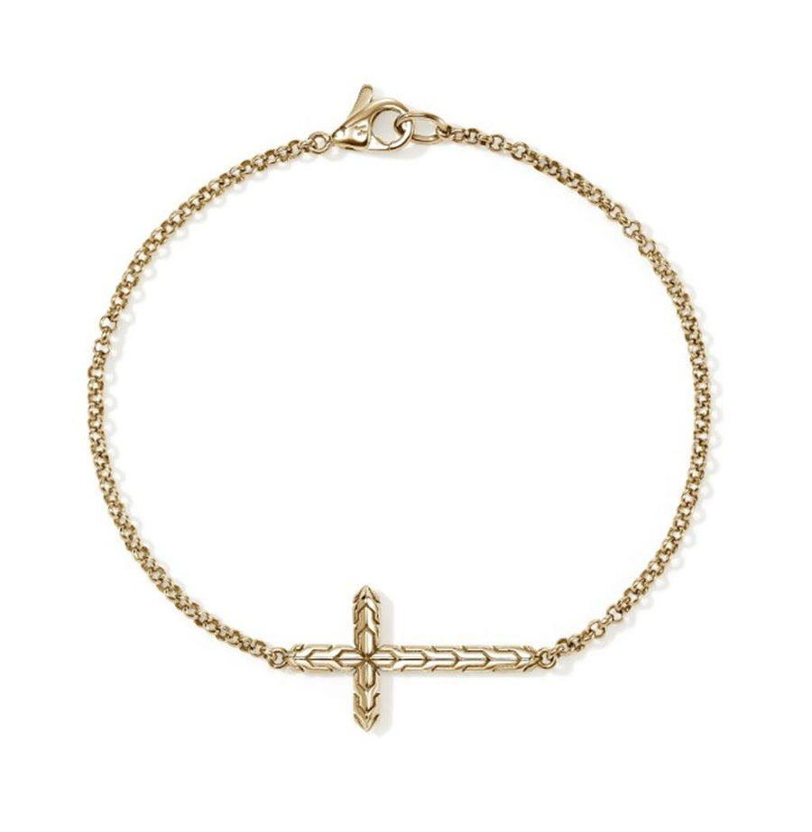 Yellow 14 Karat Gold Essential Cross Bracelet 13.6mm x 20.4mm with a L