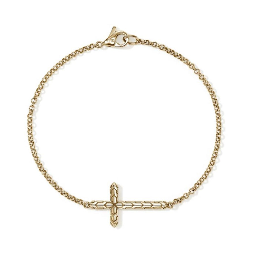 Yellow 14 Karat Gold Essential Cross Bracelet 13.6mm x 20.4mm with a L