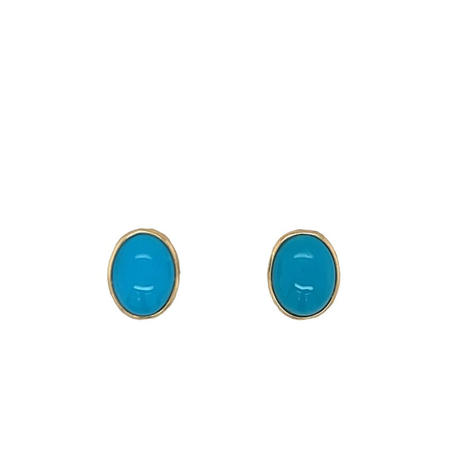 Lady's Yellow 14 Karat Bezel Stud Earrings 2 = 2.28tw Oval Sleeping Be