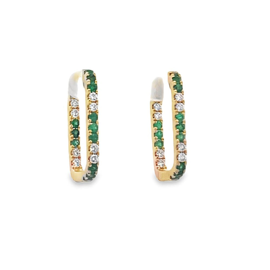 Lady's Yellow 14 Karat Rectangular Inside Out Hoop Earrings 16 = 0.29t