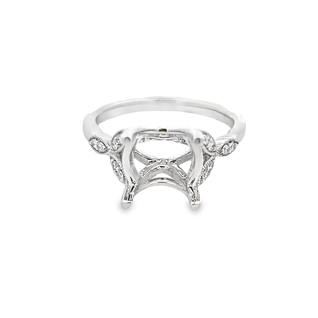 Lady's White 18 Karat Leaf Design Ring