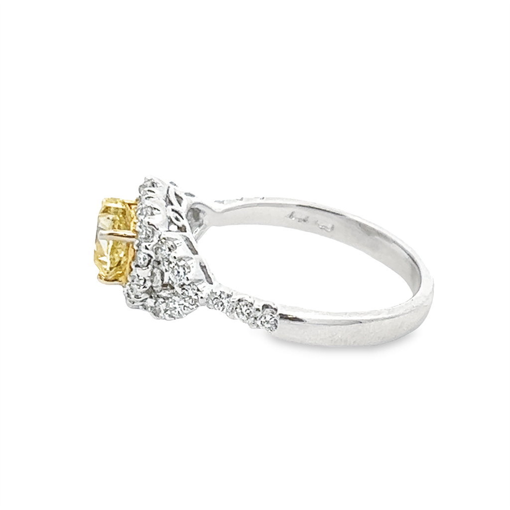 Estate Heart Shape Yellow Diamond Halo Ring