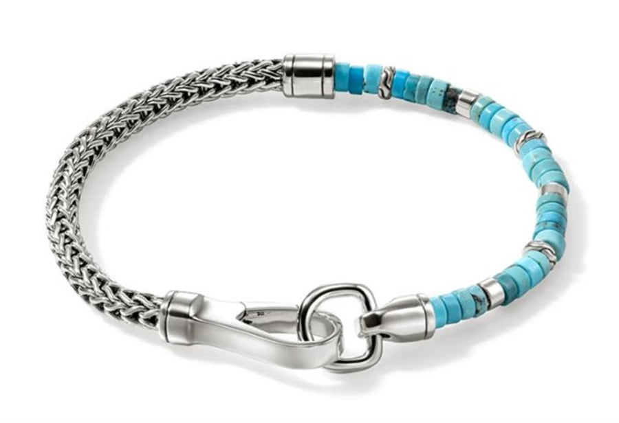 John Hardy Sterling Silver 4.5mm Turquoise Heishi Bracelet