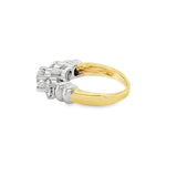 Two-Tone 14 Karat Three Stone Round Diamond Ring Estate Jewelry Size 4