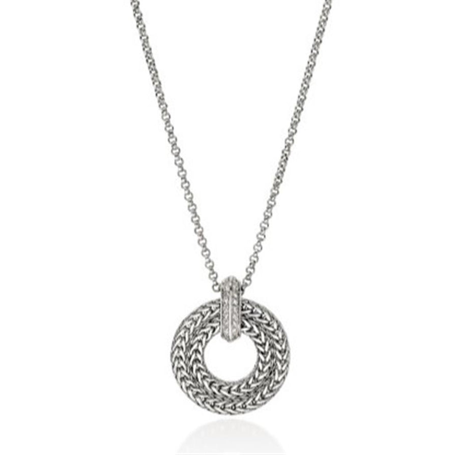 John Hardy Icon Link Diamond Bar Circle Necklace
