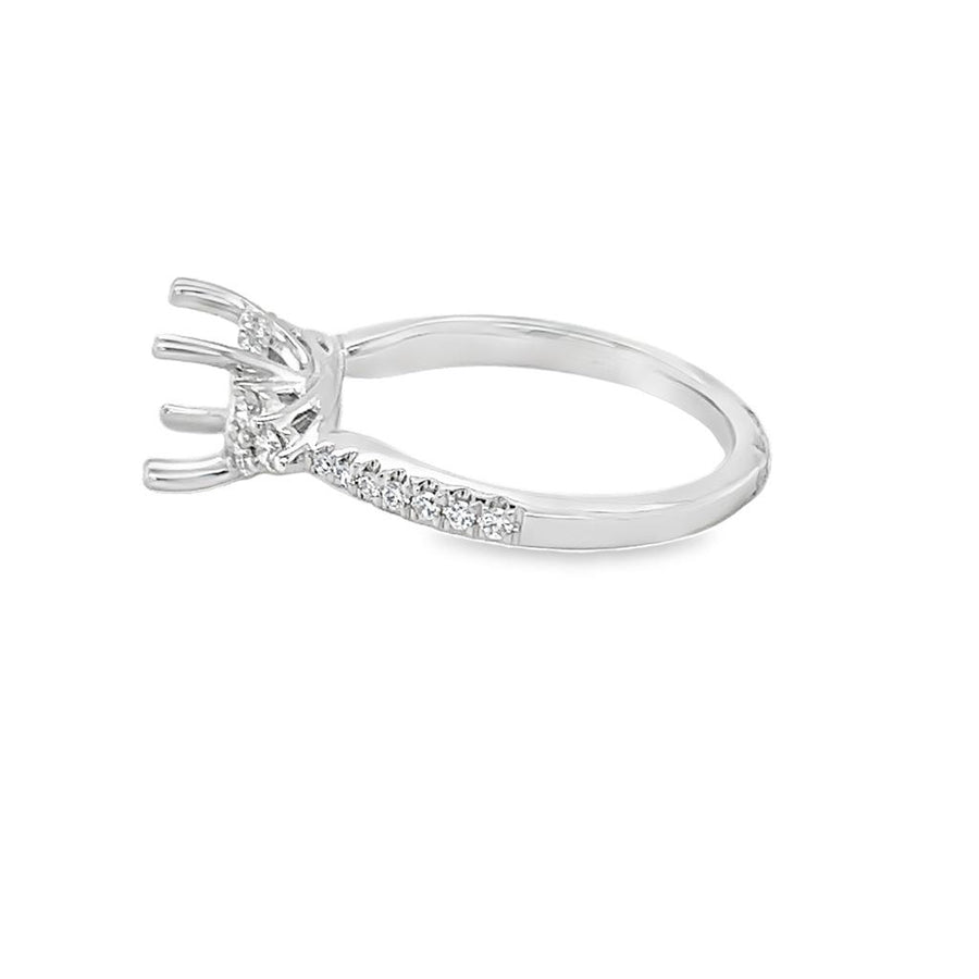 Nelson Lady's White 18 Karat Diamond Cluster Half-Hidden Halo Ring Mounting