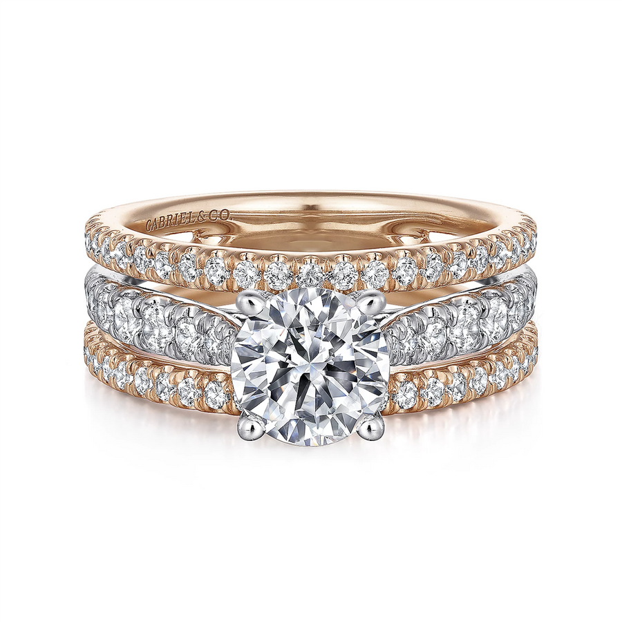Gabriel & Co. Fiji - Three Row Straight Diamond Engagement Ring Mounting