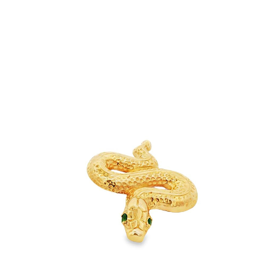 Yellow 14 Karat Hammered 38.20X28.72mm Hammered Snake Pendant With Rou