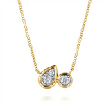 Lady's Two-Tone 14 Karat Pear And Round Stationary Pendant And Cable L