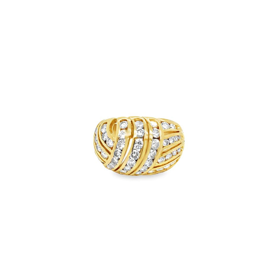 Yellow 18 Karat TDW.1.12CT Channel Set Dome Ring Estate Jewelry Size 8