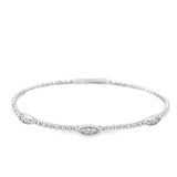 Lady's White 14 Karat Beaded Station Bangle Bracelet Length 6.75 9 = 0