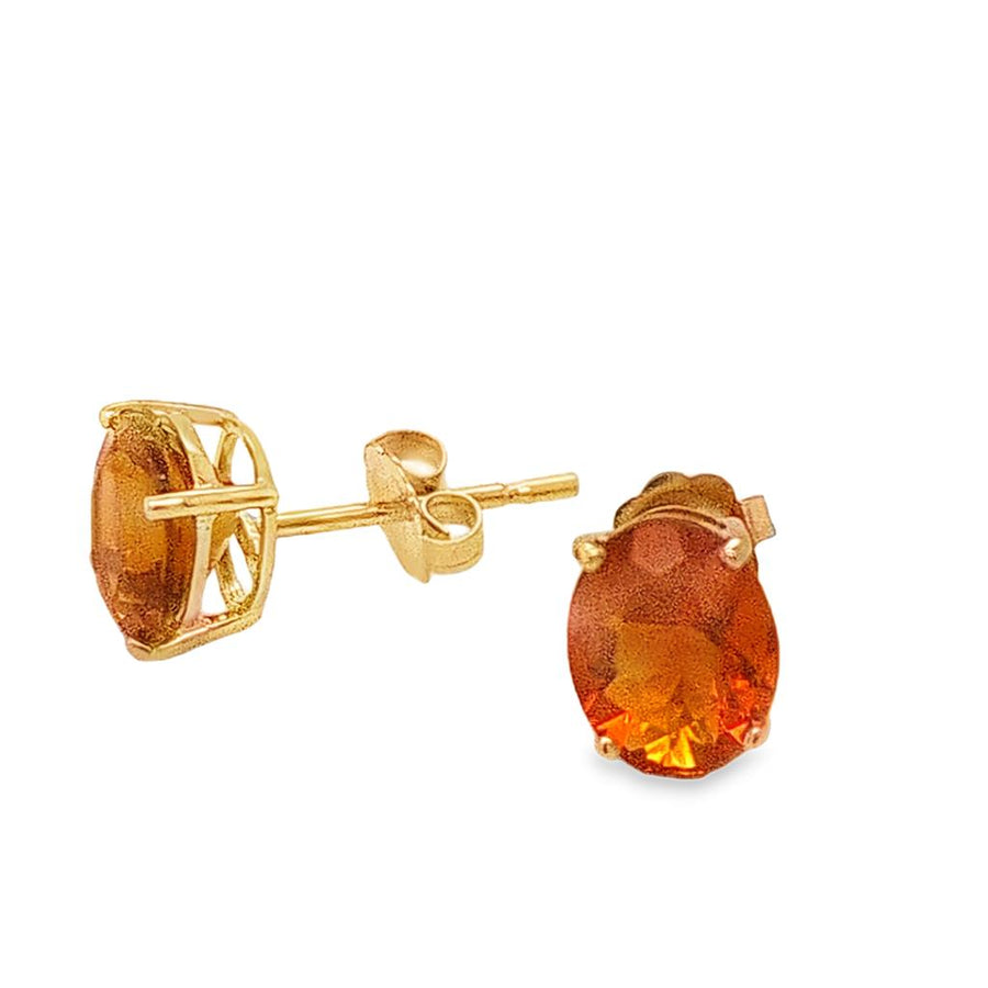 Lady's Yellow 14 Karat 4 Prong Basket Stud Earrings 2 = 1.61TWT Oval M