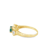 Yellow 14 Karat Emerald Diamond Accent Ring Estate Jewelry Size 7 one