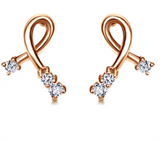 Lady's Rosé 14 Karat Ribbon Stud Earrings 6 = 0.05tw Round H/I SI2 Dia