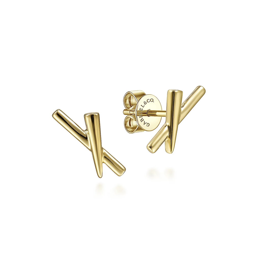 Gabriel & Co. Fashion 14K Yellow Gold X Shape Stud Earrings