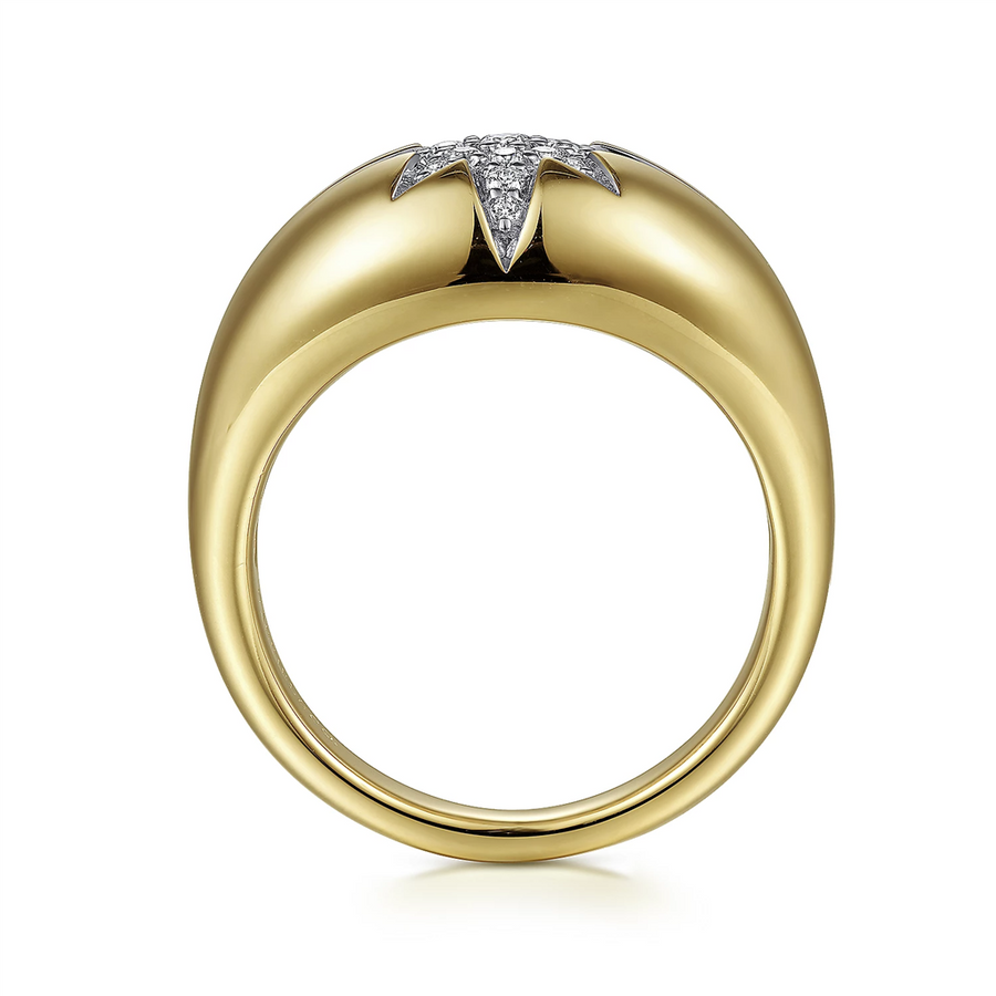 Gabriel & Co. Fashion 14K Yellow Gold Domed Diamond Star Ring