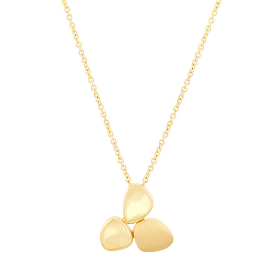 Yellow 14 Karat Polished/Satin Gradated Oval Pendant Gold Necklaces Le