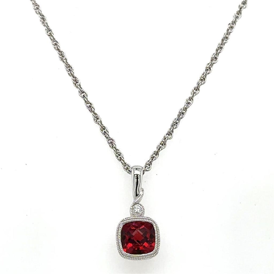 Lady's White 14 Karat Polished/Migrain 2 Stone Bezel Drop Pendant with