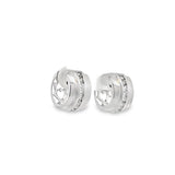 White 14 Karat 8X13.25mm Round Diamond Channel Huggie Earrings Inside