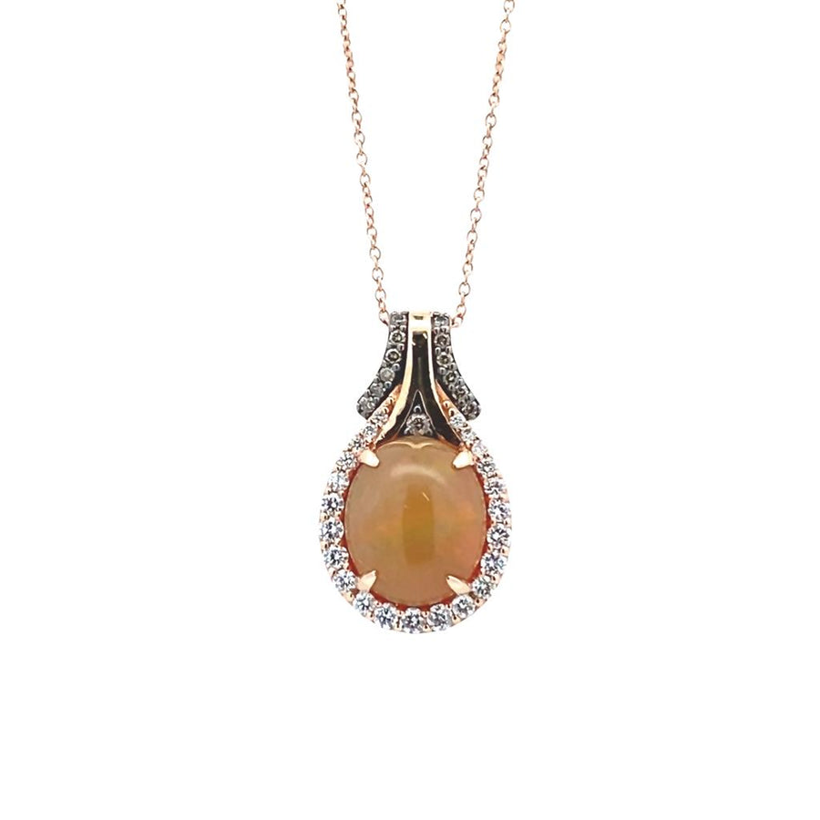 LeVian Oval Opal and Pear Shaped Diamond Halo Pendant
