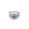 Lady's White 18 Karat Engraved Halo Ring