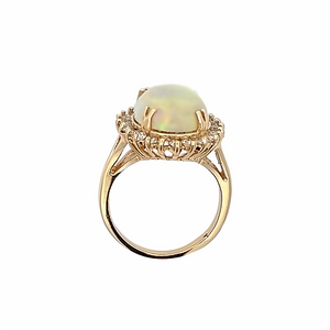 Opal Diamond Halo Ring