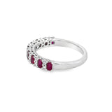 Nelson Lady's White 18 Karat Alternating Diamond and Ruby Fashion Ring