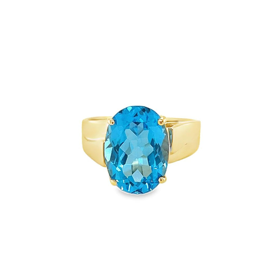 Estate Yellow 14 Karat Blue Topaz Graduated Ring