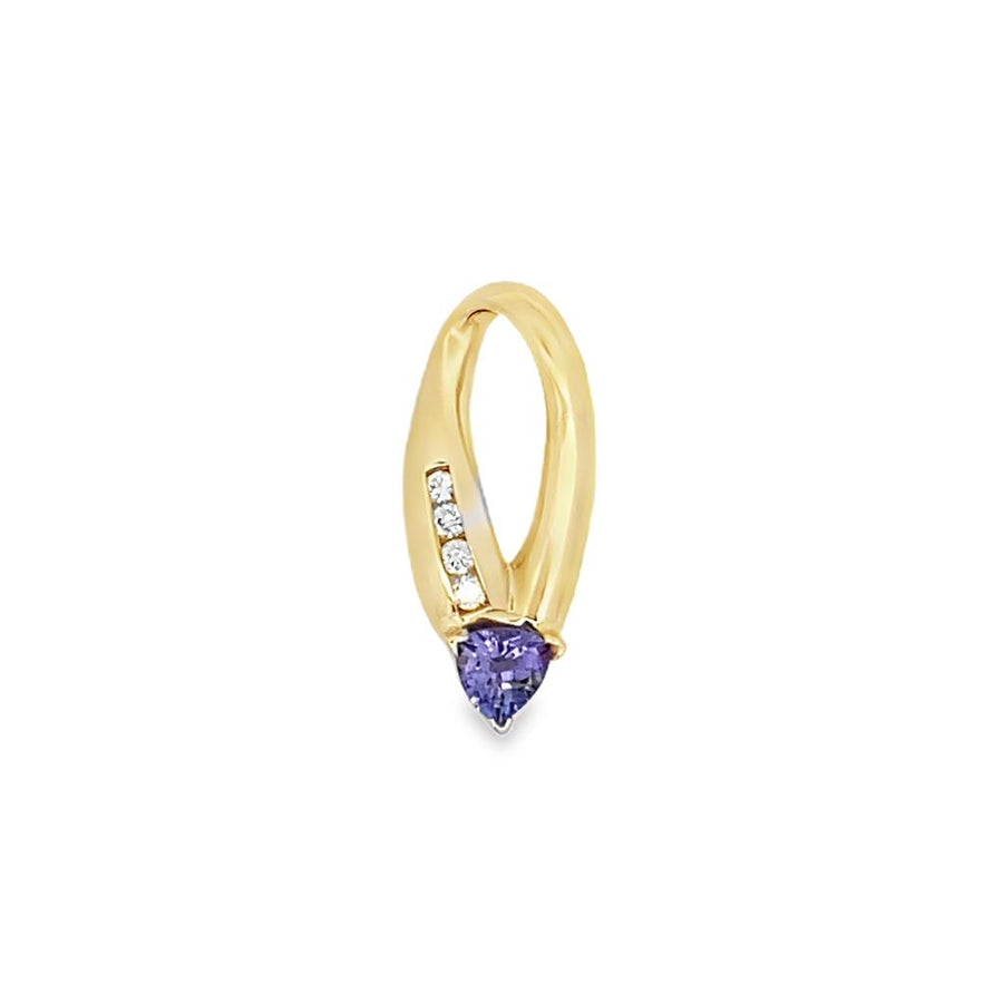 Estate Trillion Tanzanite and Diamond Slide Pendant