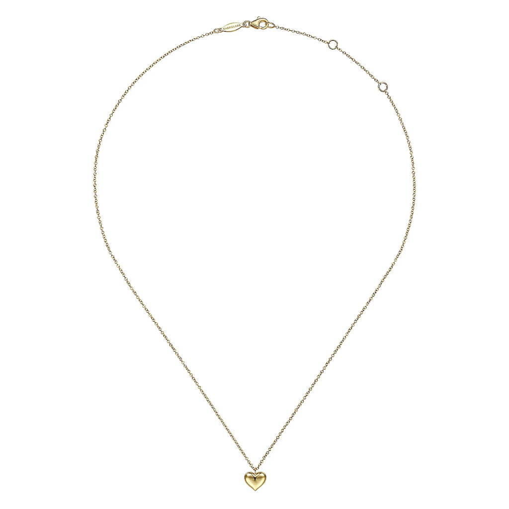 Gabriel & Co. Fashion 14K Yellow Gold Puff Heart Pendant Necklace