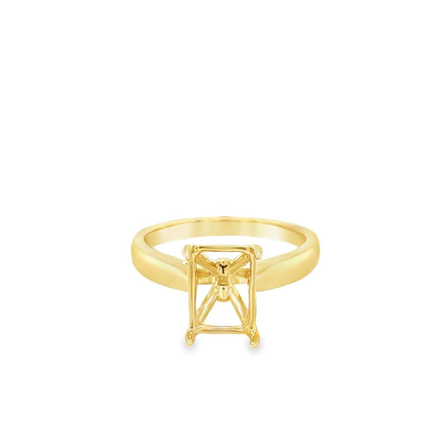Lady's Yellow 18 Karat Accented Cathedral Solitaire Ring Size 6.75 2 =