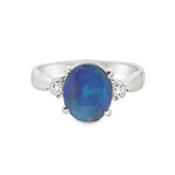 Platinum Black Opal & Diamond Ring Estate Jewelry Size 6.75 With One =
