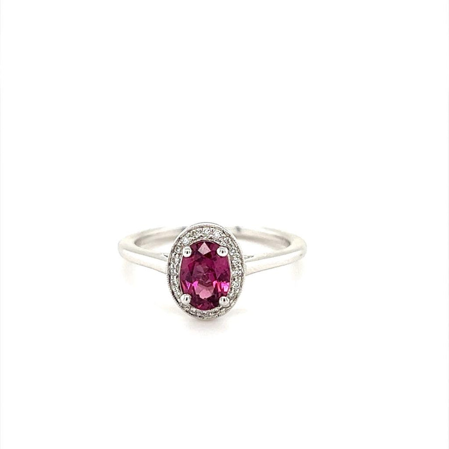 Rhodilite Garnet 14 Karat White Fashion Ring